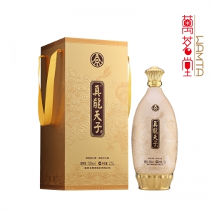 五粮液股份52度真龙天子酒（御瓷纪念酒）清乾隆粉彩双龙戏珠天球瓶2.5L（单坛装）
